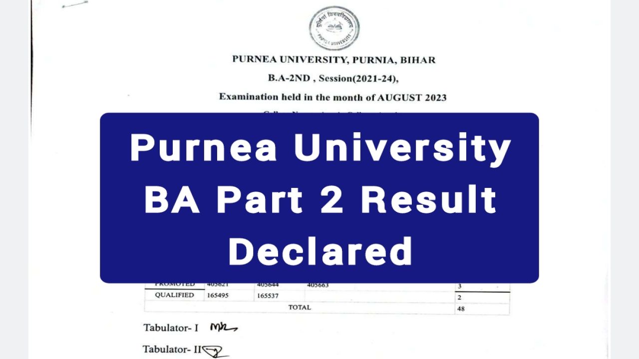 Purnea University BA Part 2 Result 2023