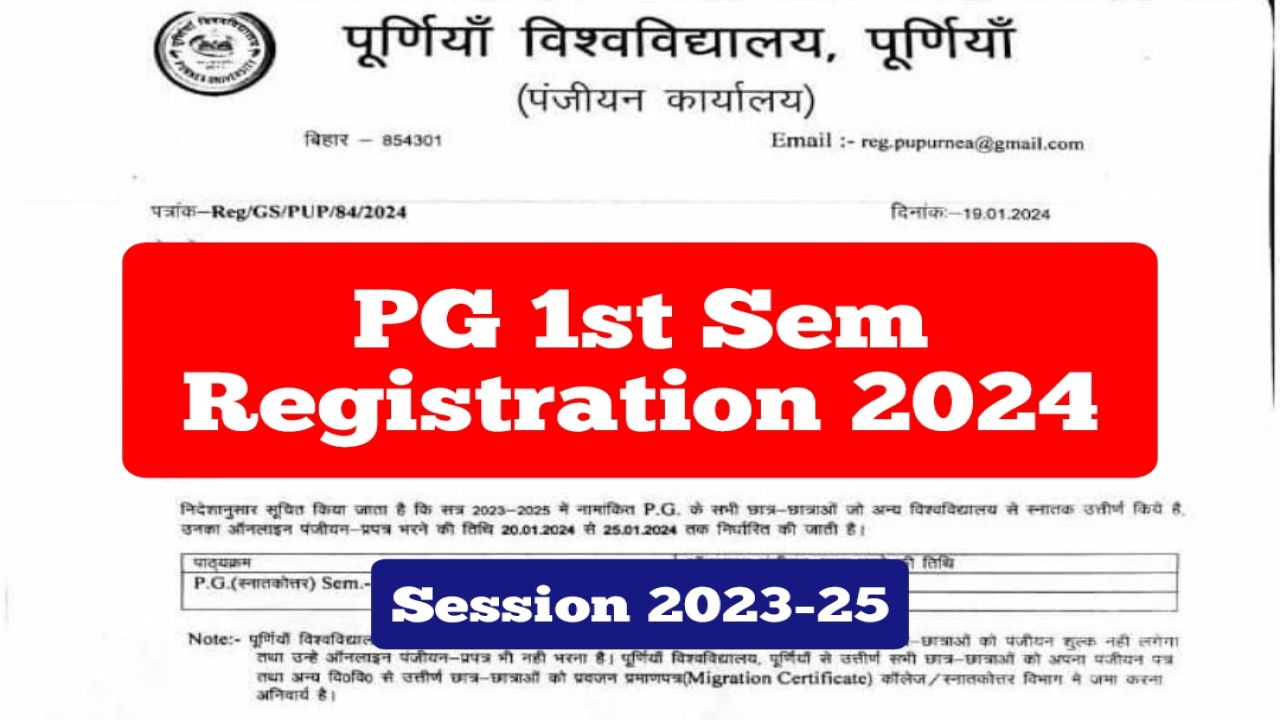 Purnea University PG 1st Sem Registration 2024
